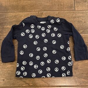 Moschino Kids Navy Blue Long Sleeve Peace Tee